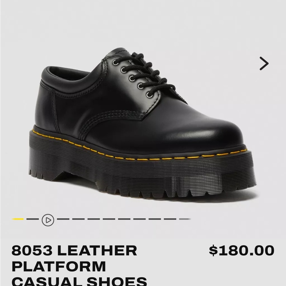 Dr. Martens Black Leather Platform Shoes 8053 Quad Polished Smooth